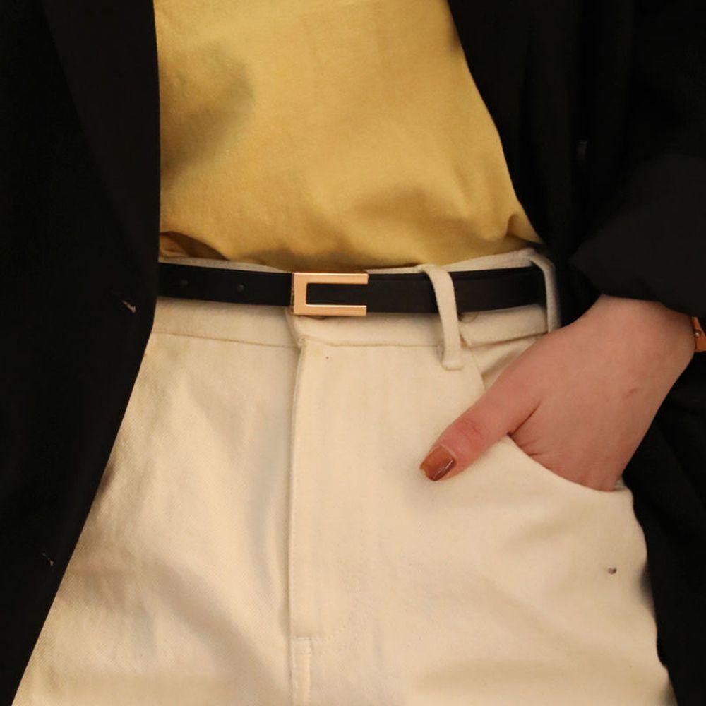 Thắt Lưng Da Bản Nhỏ Thiết Kế Đơn Giản Phong Cách Hàn Quốc Thời Trang Cho Nữ