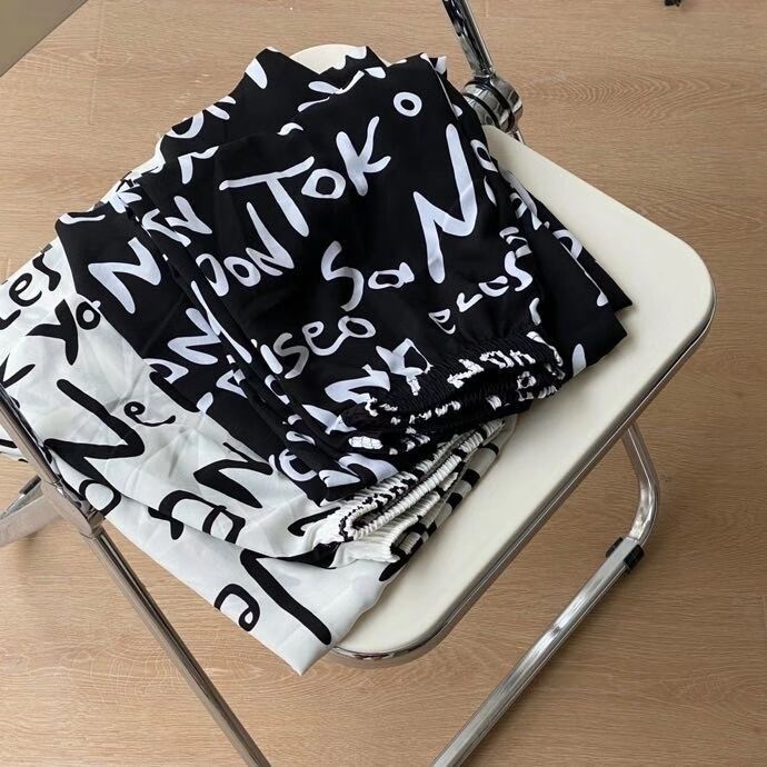 Quần Chiffon Ống Rộng Lưng Thun Co Giãn In Chữ Graffiti Thời Trang Mùa Hè Hàng Mới Dành Cho Bạn Nữ