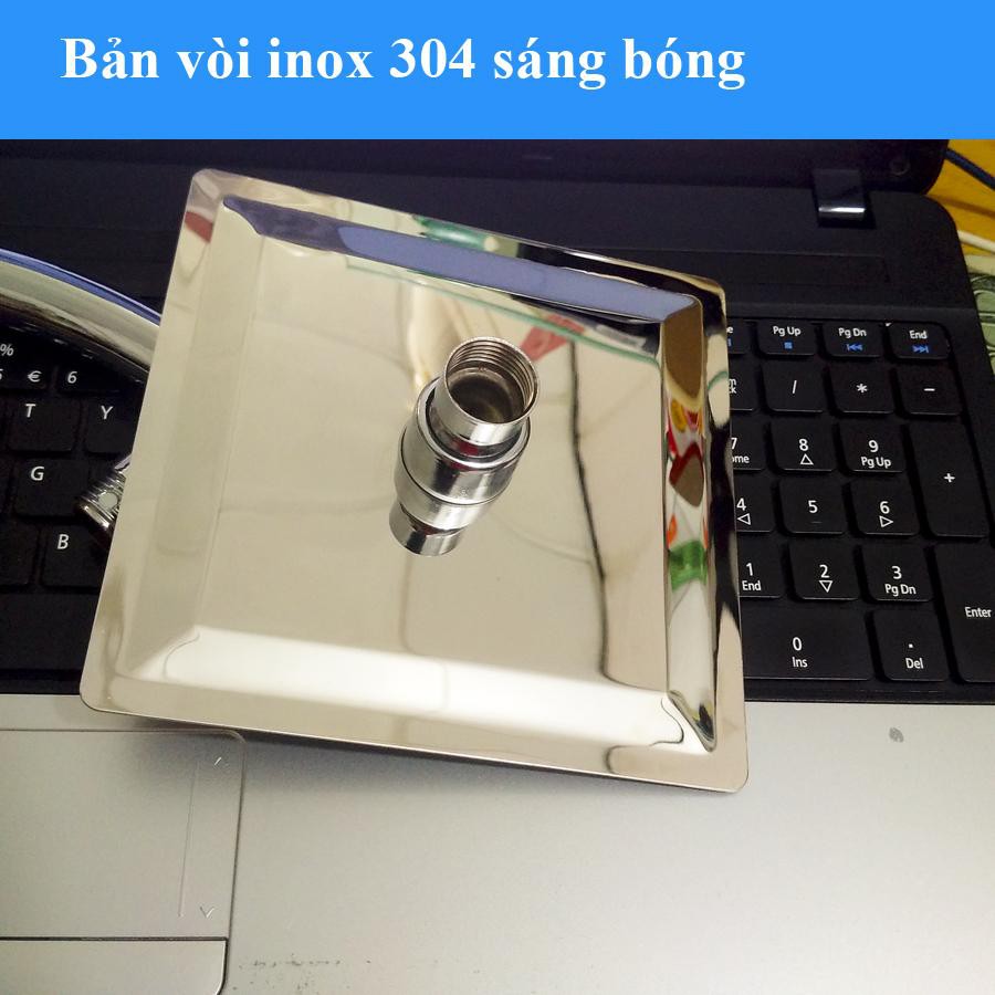 Vòi sen Bản Lớn Vuông INOX, Siêu Mỏng 15cm