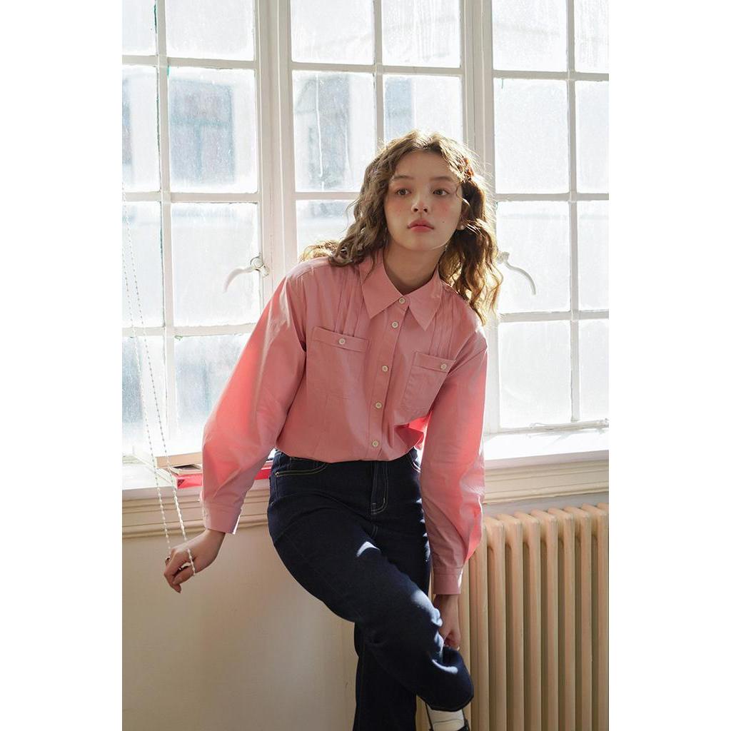 Áo Sơ Mi Dài Tay Phối Túi Đôi Thời Trang Mùa Xuân Dành Cho Nữ 61135