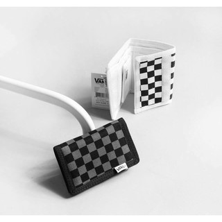 Ví cầm tay thời trang unisex Bóp mini vans kẻ caro hai màu trắng đen nam nữ basic tee