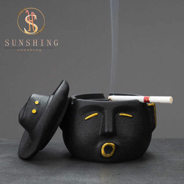 Gạt Tàn Thuốc Bằng Sứ Có Nắp Thiết Kế Độc Đáo Sáng Tạo