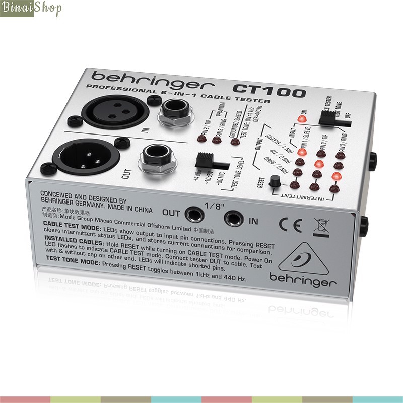 Behringer CT100 - Thiết Bị Kiểm Tra Cáp Tín Hiệu Cầm Tay Nhỏ Gọn, Test 6 Loại Cáp, Sử Dụng Pin Tiểu AA