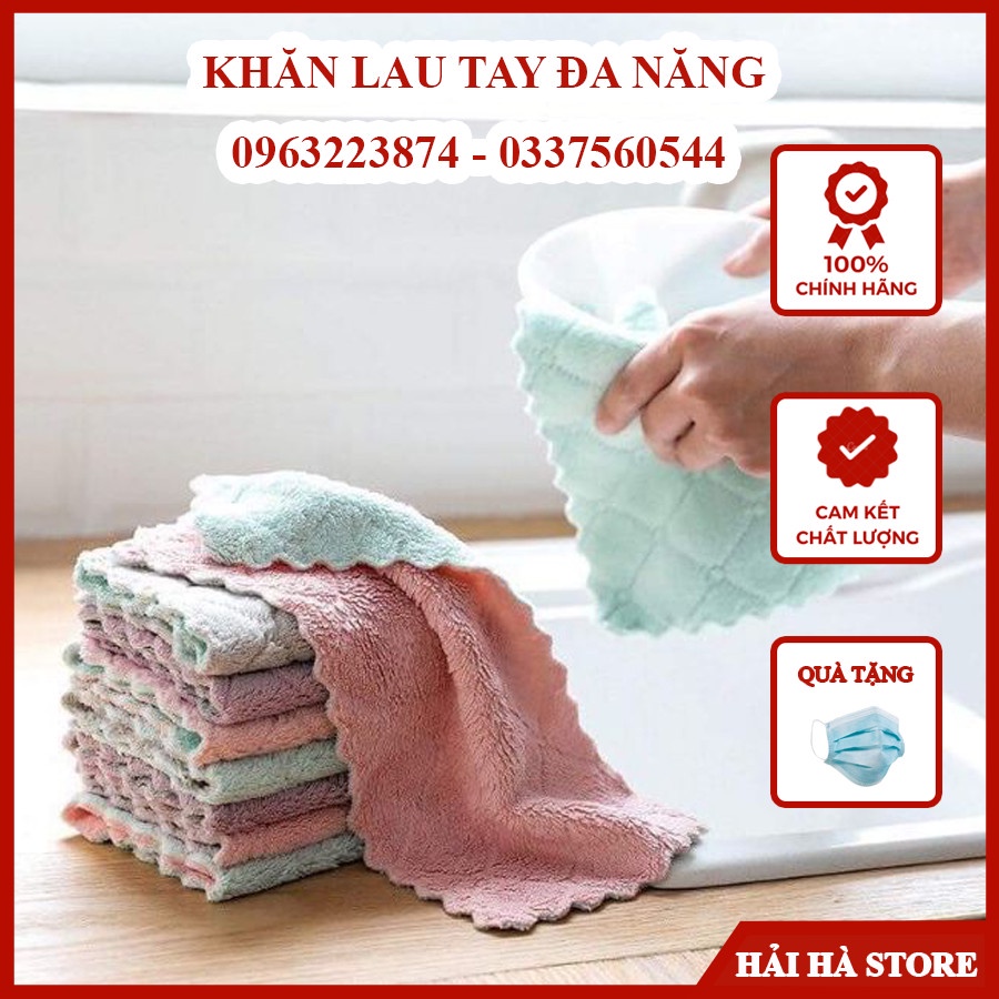 Khăn Lau Tay, Khăn Lau Bếp 2 Màu Đa Năng Siêu Mềm, Siêu Thấm Nước, Giặt Lại Rất Dễ Ràng