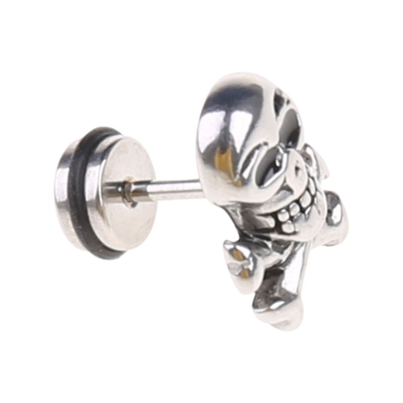 Bông Tai Hình Đầu Lâu Bằng Thép Titan Phong Cách Retro