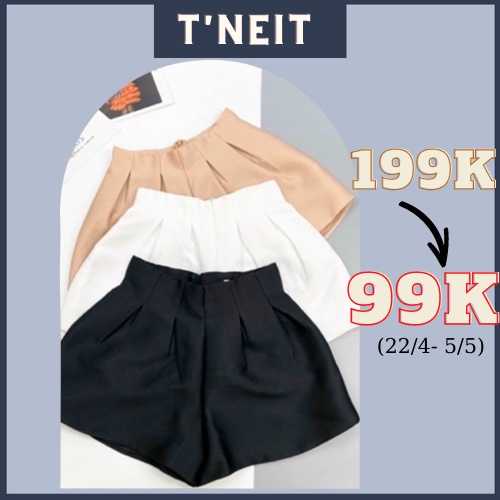 Quần short nữ ống rộng cạp cao - Quần đùi nữ style công sở lưng cao - CV0044 | steven.factory