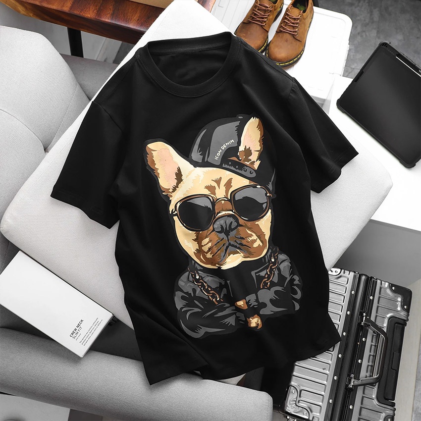 Áo thun in hình BEEBEE DOGS PITBULL đeo kính-DPB001 100% COTTON