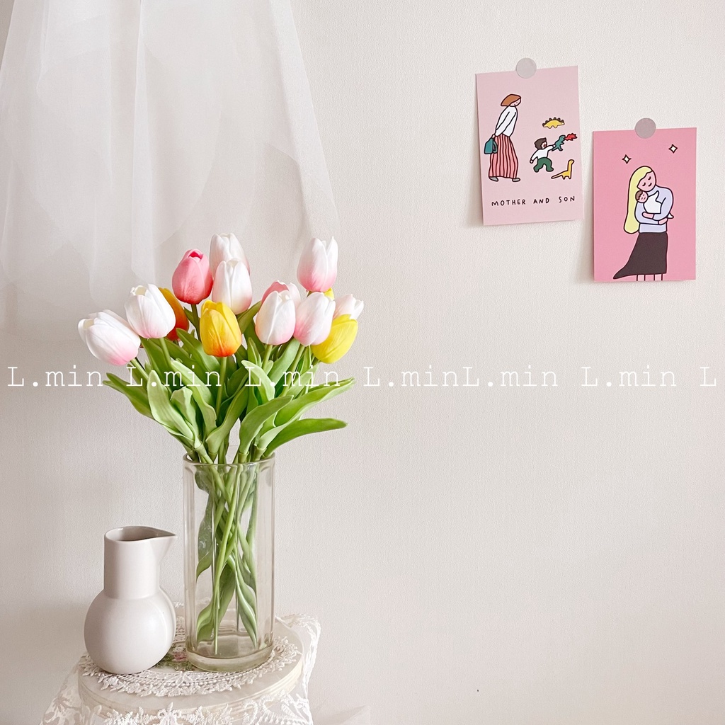 Hoa Tulip decor loại 1 (hoa màu pastel) L.min
