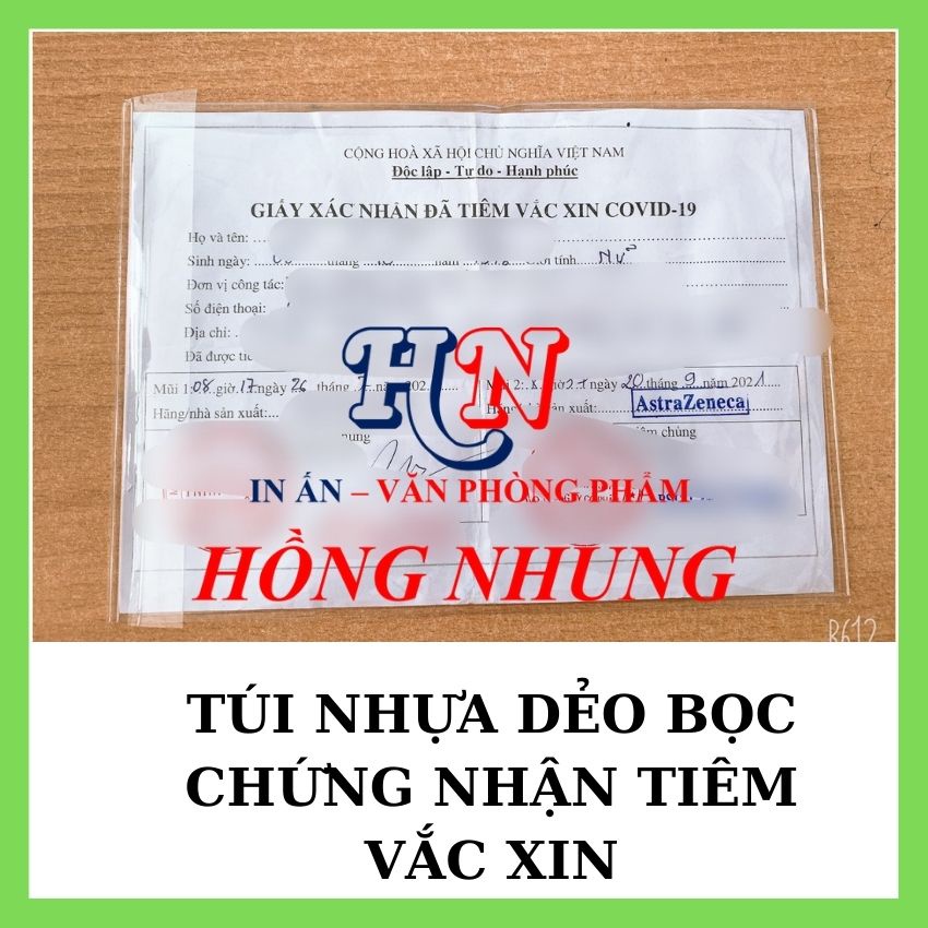 Túi Nhựa Dẻo PVC Bọc Chứng Nhận Tiêm Văcxin, Có Nắp, Nhựa Trong Suốt Bảo Vệ giấy chứng nhận chích ngừa.