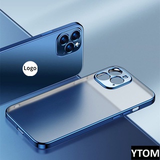 Ốp điện thoại trong suốt khung vuông mạ điện sang trọng cho iPhone 12 11 pro max mini x xr xs 7 8 plus se 2020