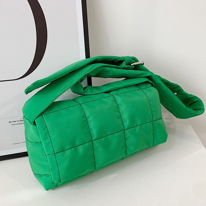 Seng Túi Xách Đeo Vai Bằng Nylon Cotton Sức Chứa Lớn Màu Trơn Có Đệm Bông Kẻ Sọc Caro Hợp Thời Trang Cho Nữ