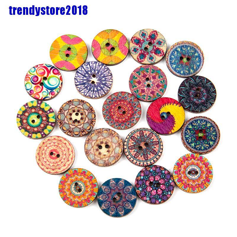 Set 100 Nút Áo In Họa Tiết Phong Cách Retro Độc Đáo Trang Trí Quần Áo