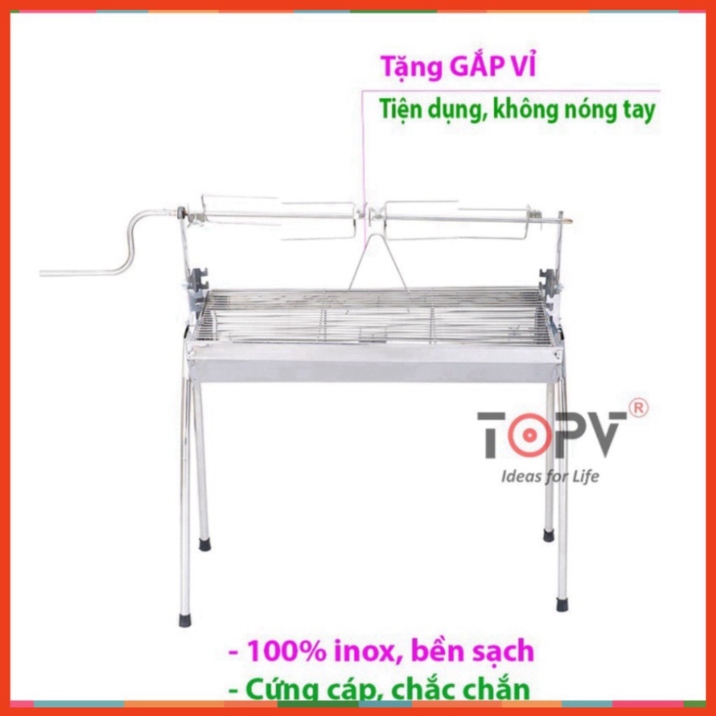 Bếp nướng than hoa ngoài trời 2 in 1 TopV DNL, lò nướng than hoa không khói, nướng thịt, nướng gà vịt