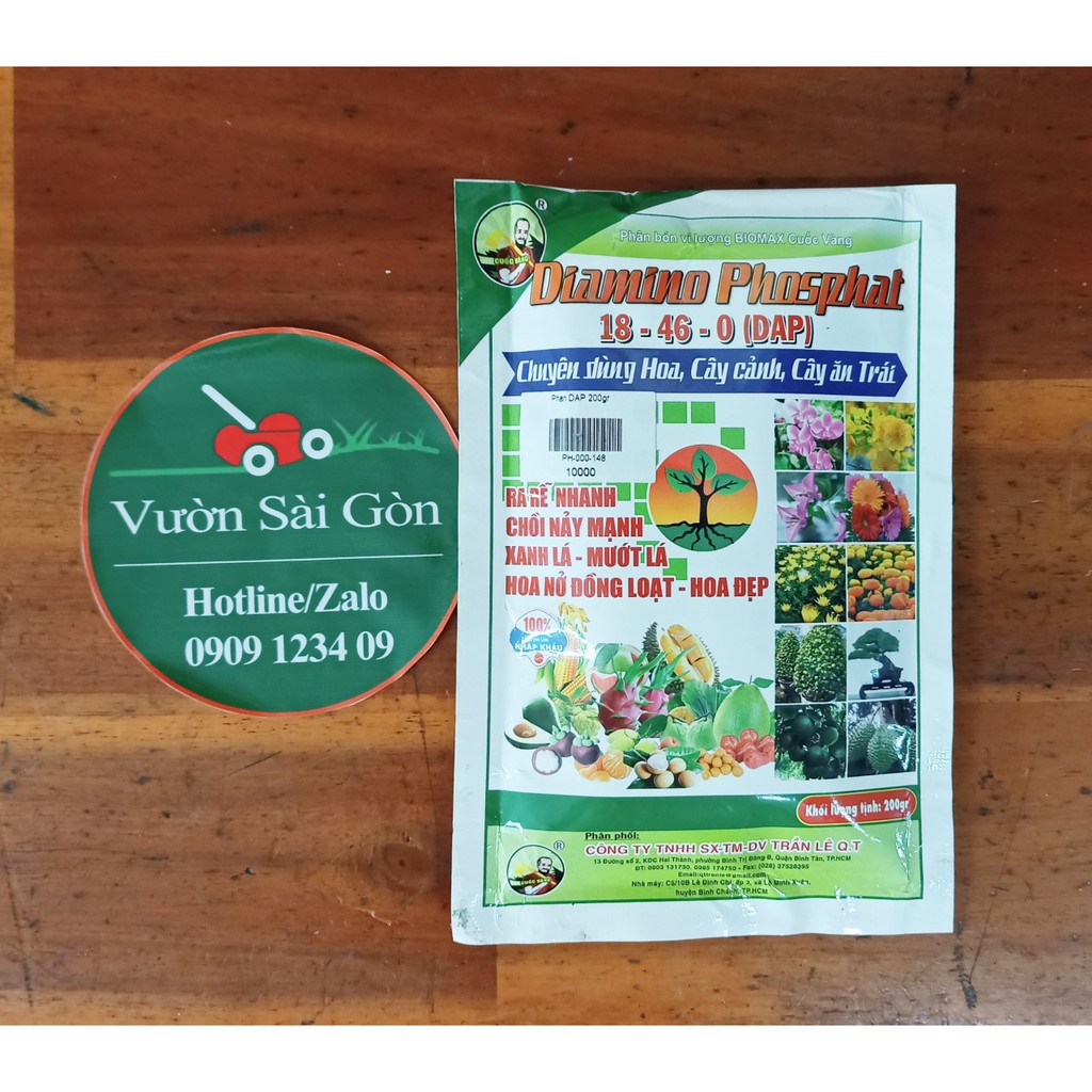 (Combo 5 gói) Phân DAP cây cuốc vàng 200gr (18-46-0) chuyên hoa, cây cảnh, cây ăn trái (Vườn Sài Gòn - Vuon Sai Gon)