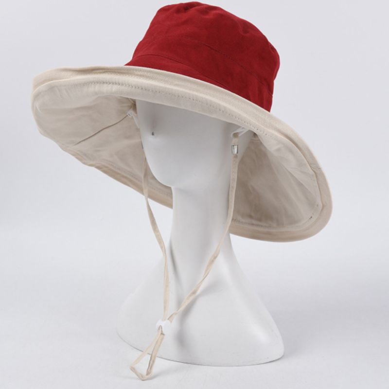 Nón Tai Bèo Rộng Vành Màu Sắc Tương Phản Thời Trang Đi Biển Cho Nữ