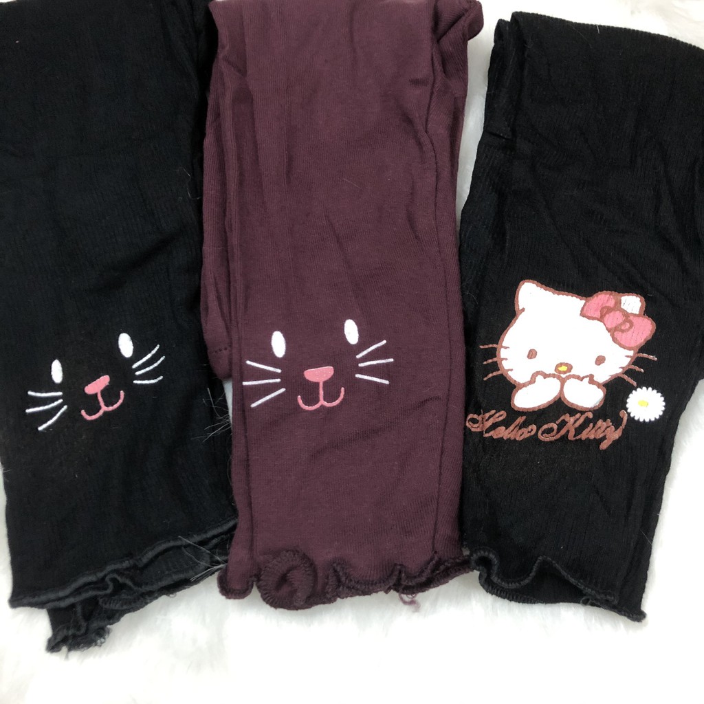 Quần legging cotton len hình mèo dễ thương bé gái từ 8-18kg