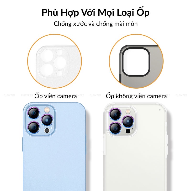 Bộ Vòng Kính Cường Lực Camera Viền Nhôm Chống Trầy Xước Siêu Mỏng Không Bám Vân Tay Cho Ip 13 Pro Max