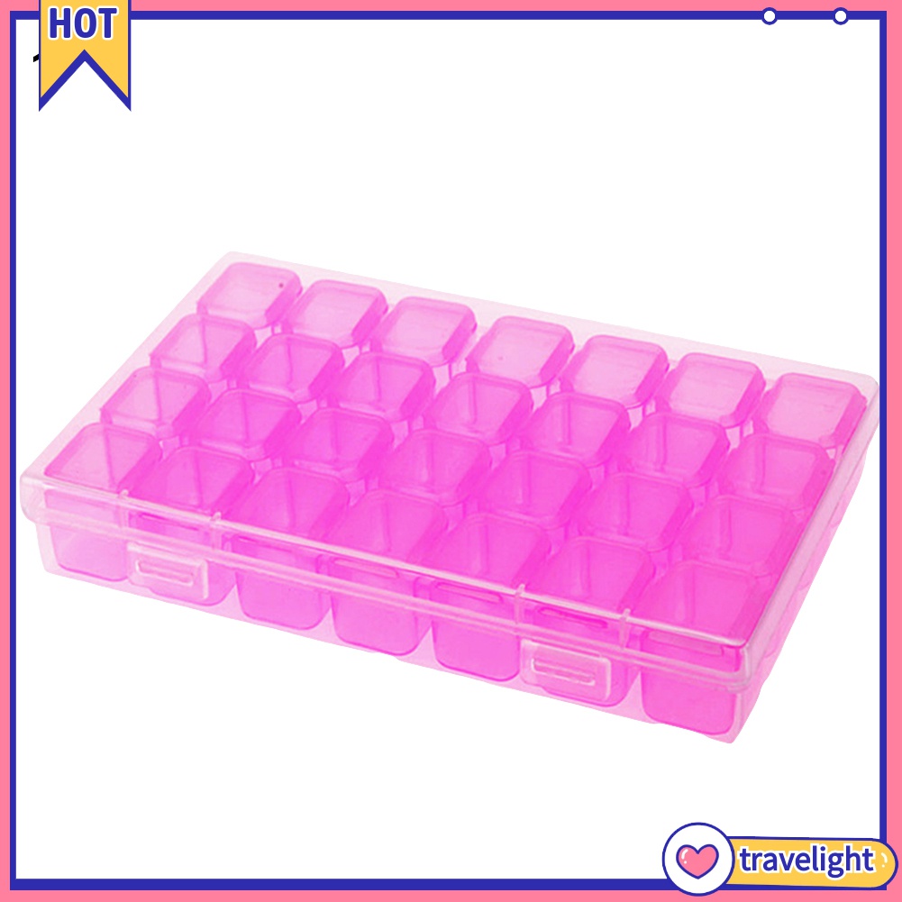 [Travelight] Hộp nhựa trong suốt chia 28 ngăn nhỏ dùng đựng hạt đá trang trí móng tay tiện dụng