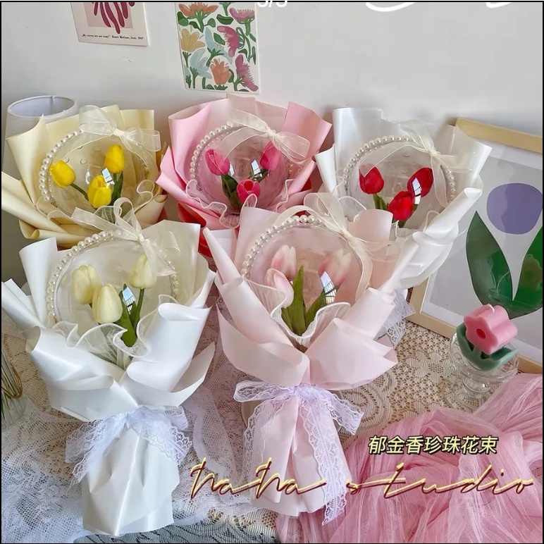 Bó Hoa Tulip Giả Xinh Xắn Dùng Làm Quà Tặng