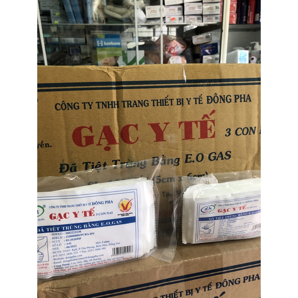 ❤️ Gạc y tế tiệt trùng Đông Pha 5x6cm /8x9cm GẠC Y TẾ 3 CON NAI TIỆT TRÙNG 5x6cm 8x9cm ĐÔNG PHA