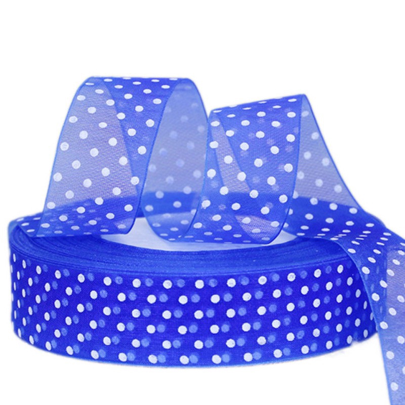 Cuộn Dây Ruy Băng Họa Tiết Chấm Bi 25mm Dài 50 Yards