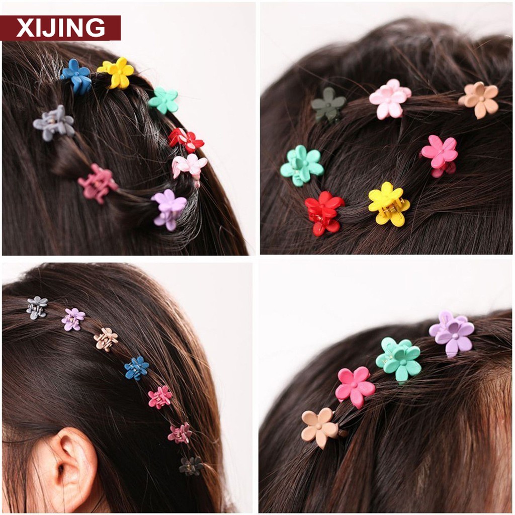 Bộ 30 kẹp vuốt tóc mini bằng nhựa hình hoa xinh xắn cho bé gái