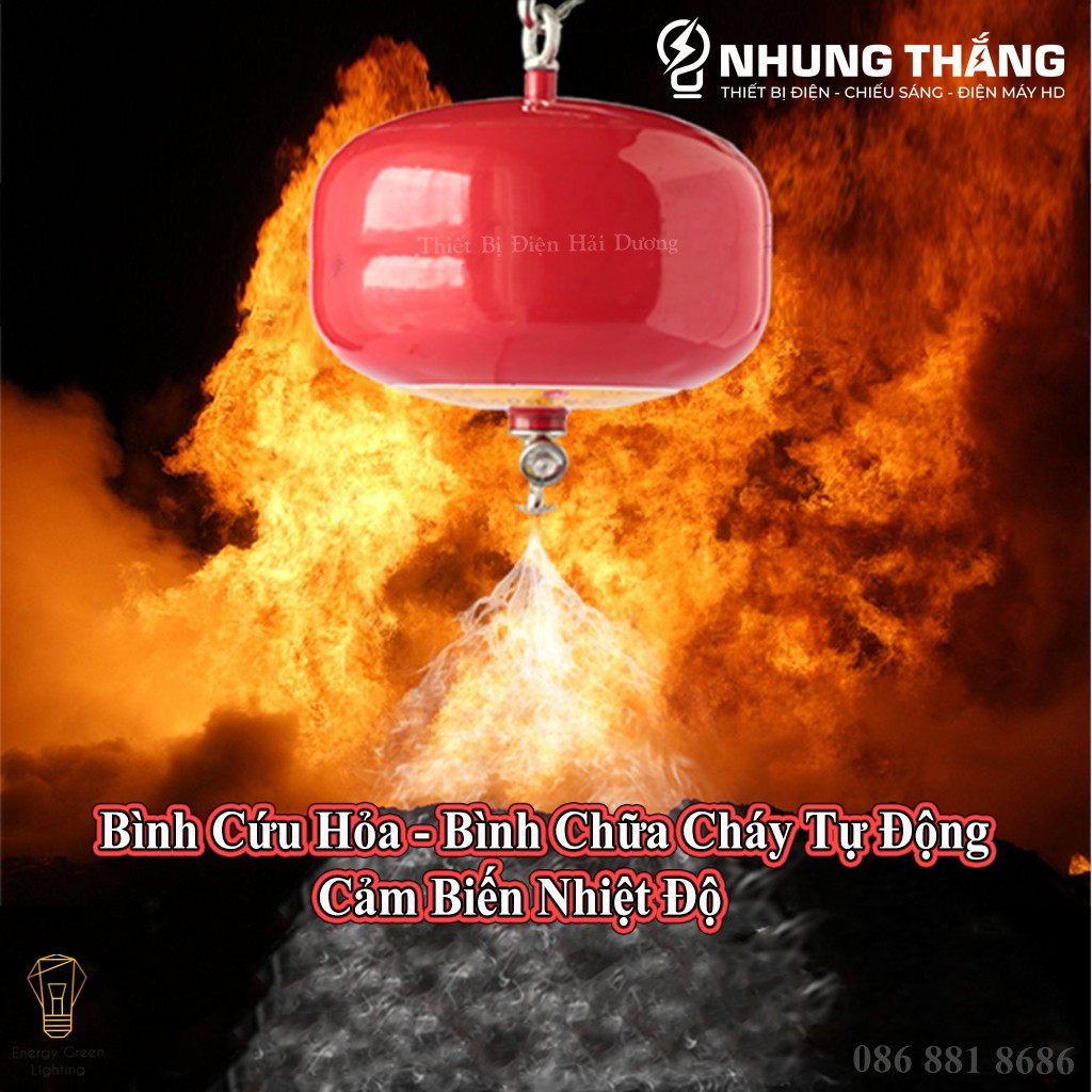 Bình Cứu Hỏa - Bình Chữa Cháy Tự Động Cảm Biến Nhiệt Độ 68 Độ C - Bột ABC 4KG Dùng PCCC - Energy Green Lighting