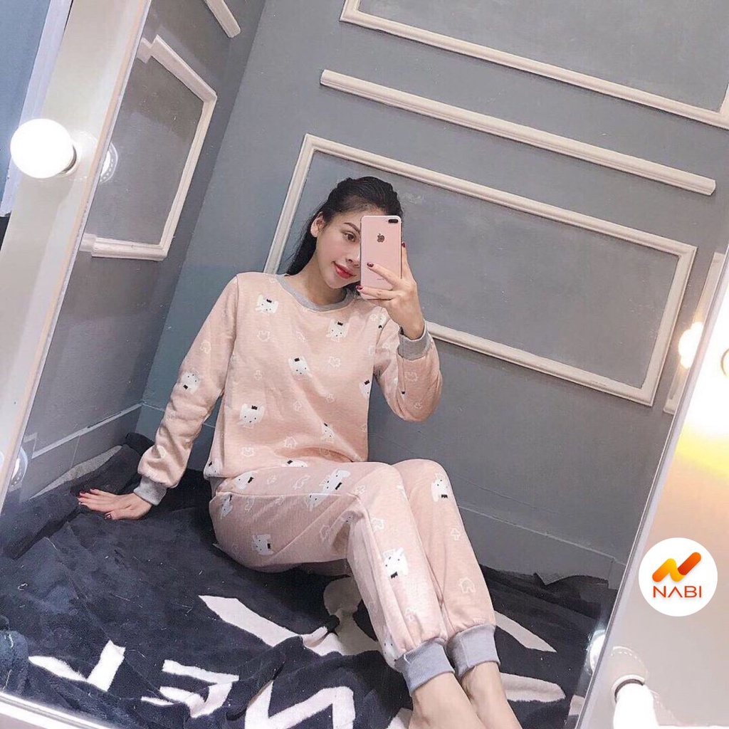 Bộ Ngủ🌹FREESHIP🌹 Bộ Mặc Nhà Nỉ Lót Bông Dầy Dặn Họa Tiết Dễ Thương Siêu Ấm Giữ Nhiệt Nhiều Màu AN61