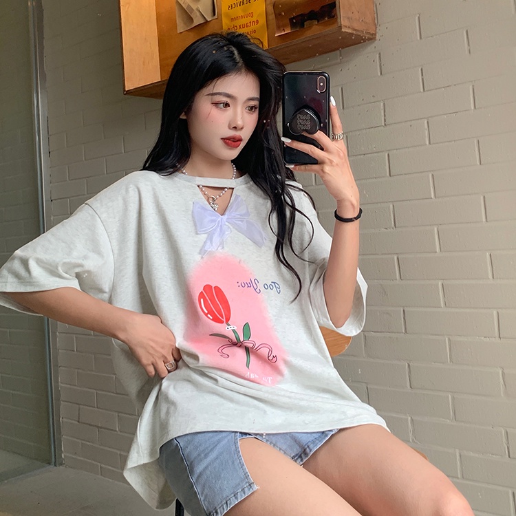 Áo Thun Nữ Ngắn Tay Khoét Lỗ Thời Trang Hàn Quốc