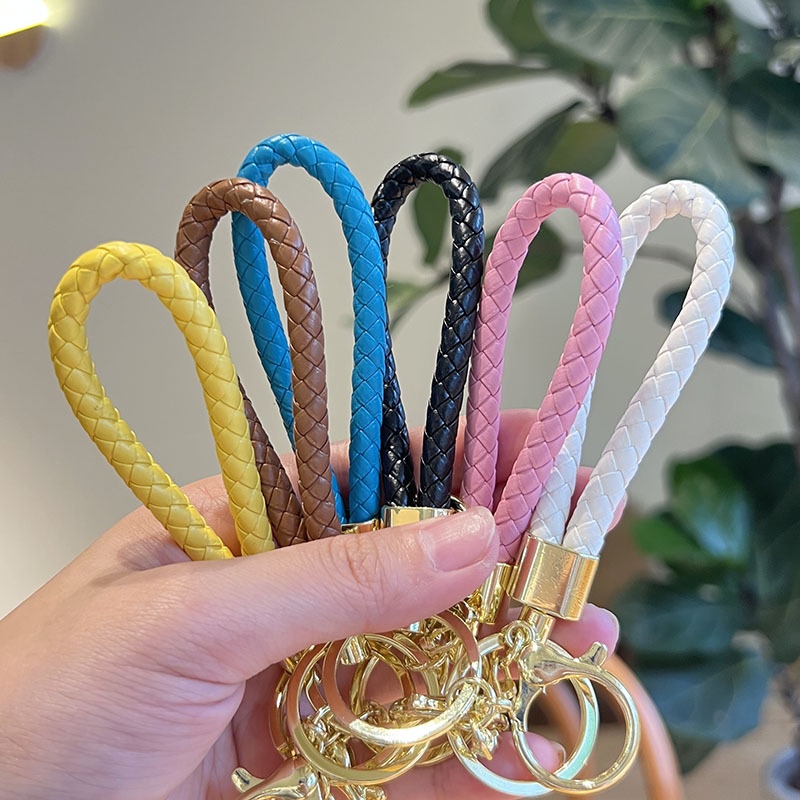 Móc Chìa Khóa Xe Hơi/Túi Da Bện Nhiều Màu Tùy Chọn Tiện Dụng