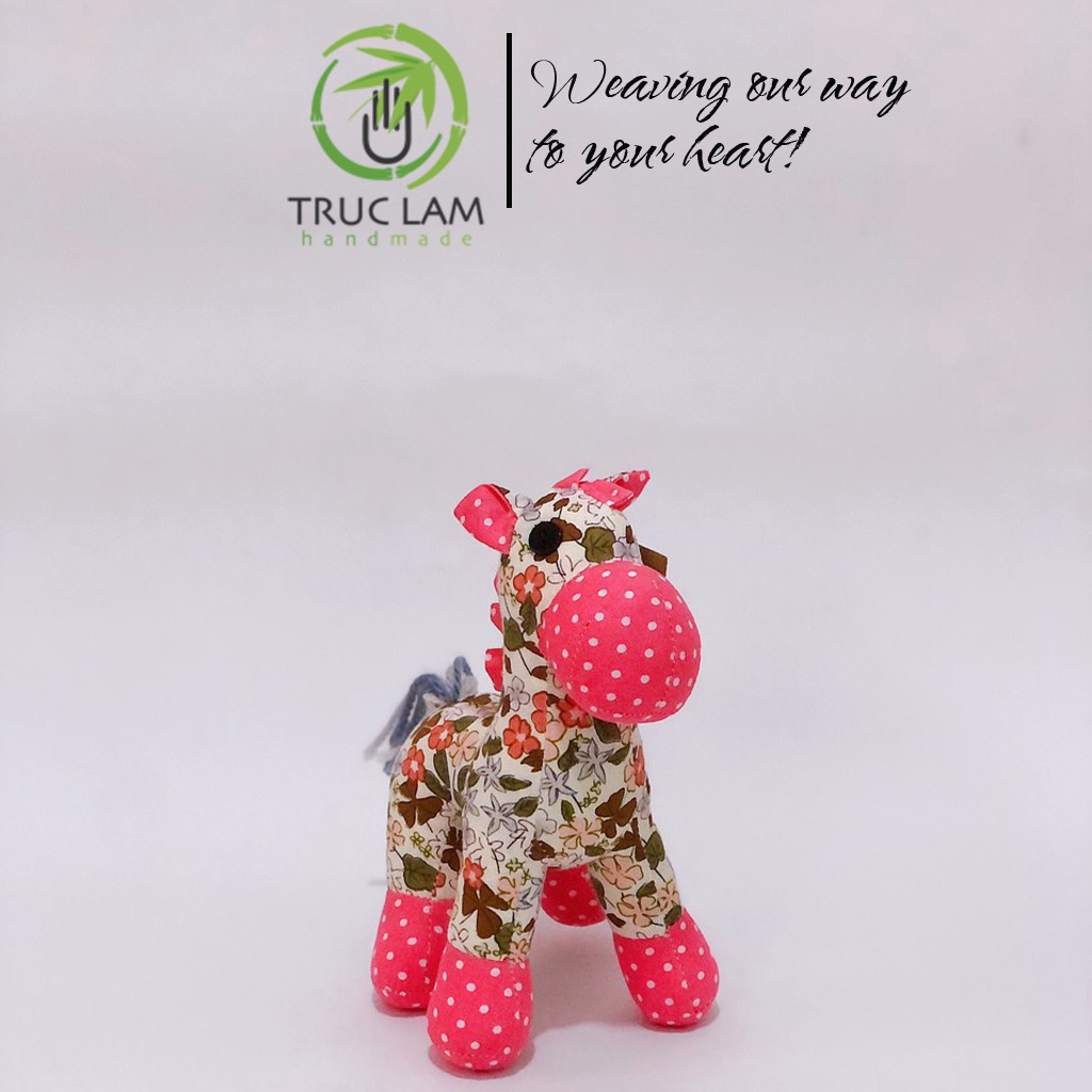 Đồ Chơi Cho Bé Thú Nhồi Bông Mini Hình Con Ngựa Vải Hoa Nhiều Màu Bông Gòn Cao Cấp Trúc Lâm Handmade
