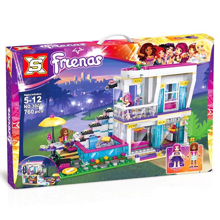 Bộ Lego Friends Bela 10498/ Lepin 01064 Biệt Thự Các Ngôi Sao. ( 644 Chi Tiết). Lego Lepin Friends Livi's Pop Star House