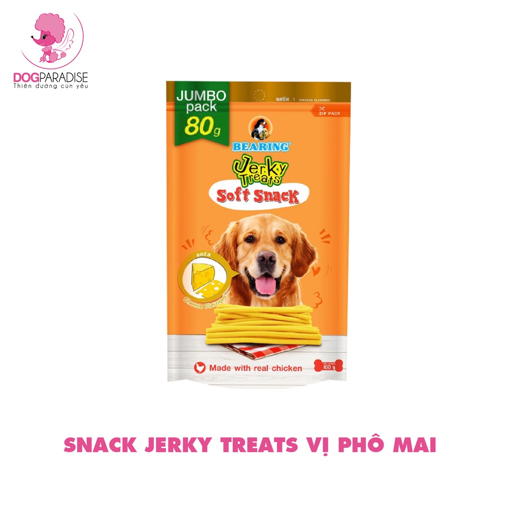 Snack mềm Jerky Treats cho thú cưng bổ sung dinh dưỡng và khoáng chất túi 80g-Bearing - Dog Paradise