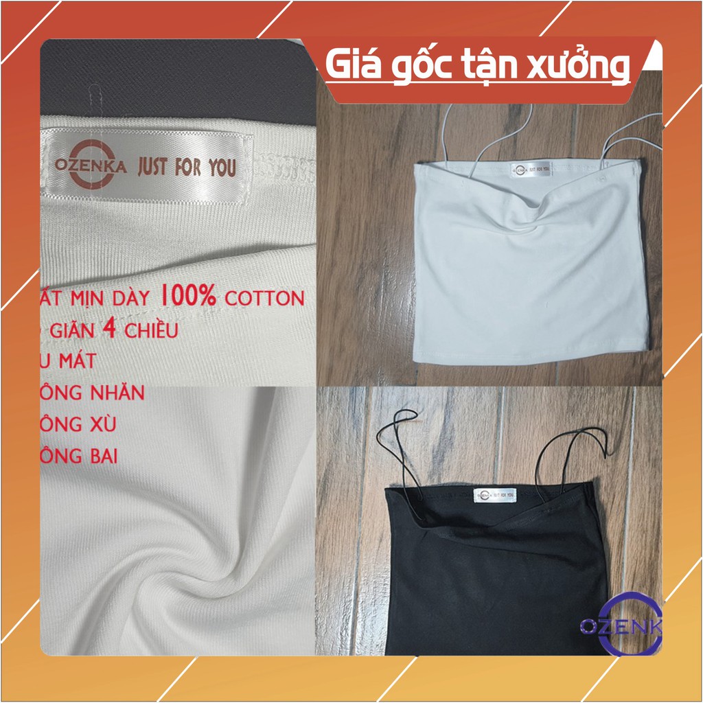 Áo 2 dây sợi bún/Áo ống croptop thun gân đẹp 100% cotton đen trắng , áo croptop ôm mặc trong siêu mát