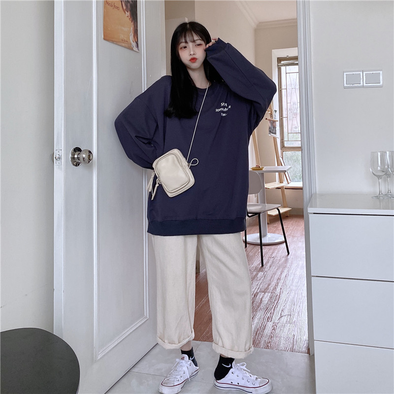 Áo thun mỏng dáng rộng in chữ thời trang mùa thu phong cách Hàn Quốc 216179 | BigBuy360 - bigbuy360.vn