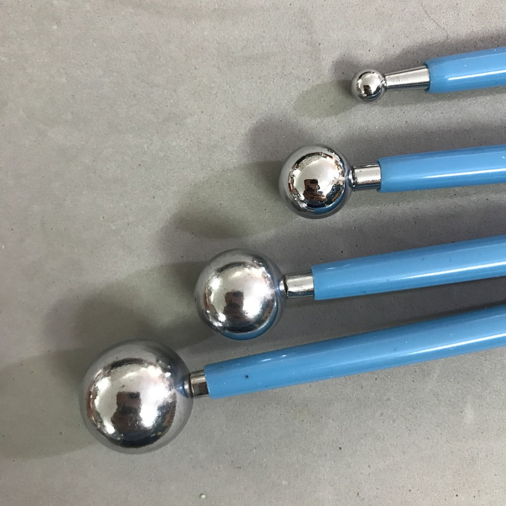 Bộ dụng cụ đầu tròn inox 4 món- tạo hình đất sét