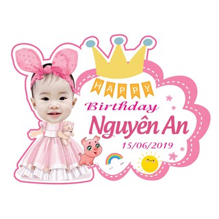 Biển tên sinh nhật bé kèm chibi