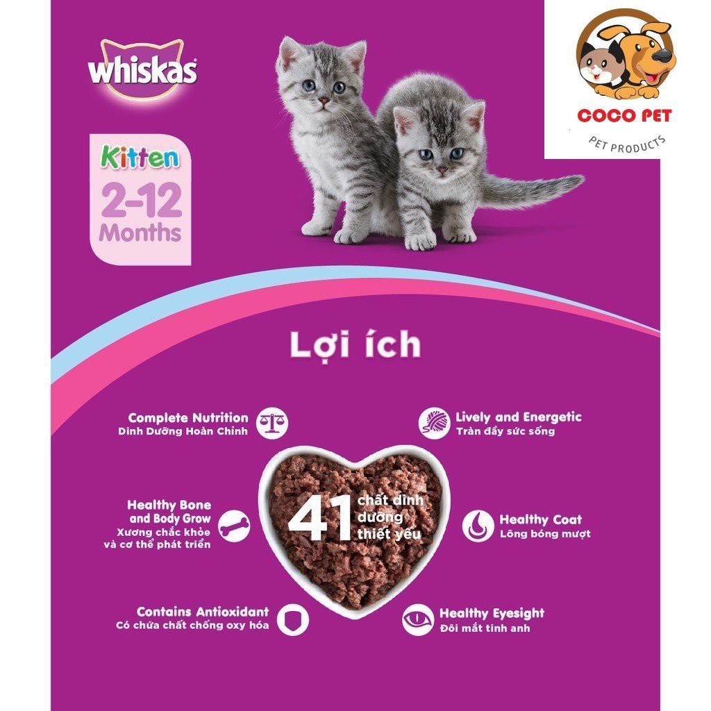 Pate Whiskas Cho Mèo Gói 80g - Thức Ăn, Súp Thưởng Cho Mèo Con Junior