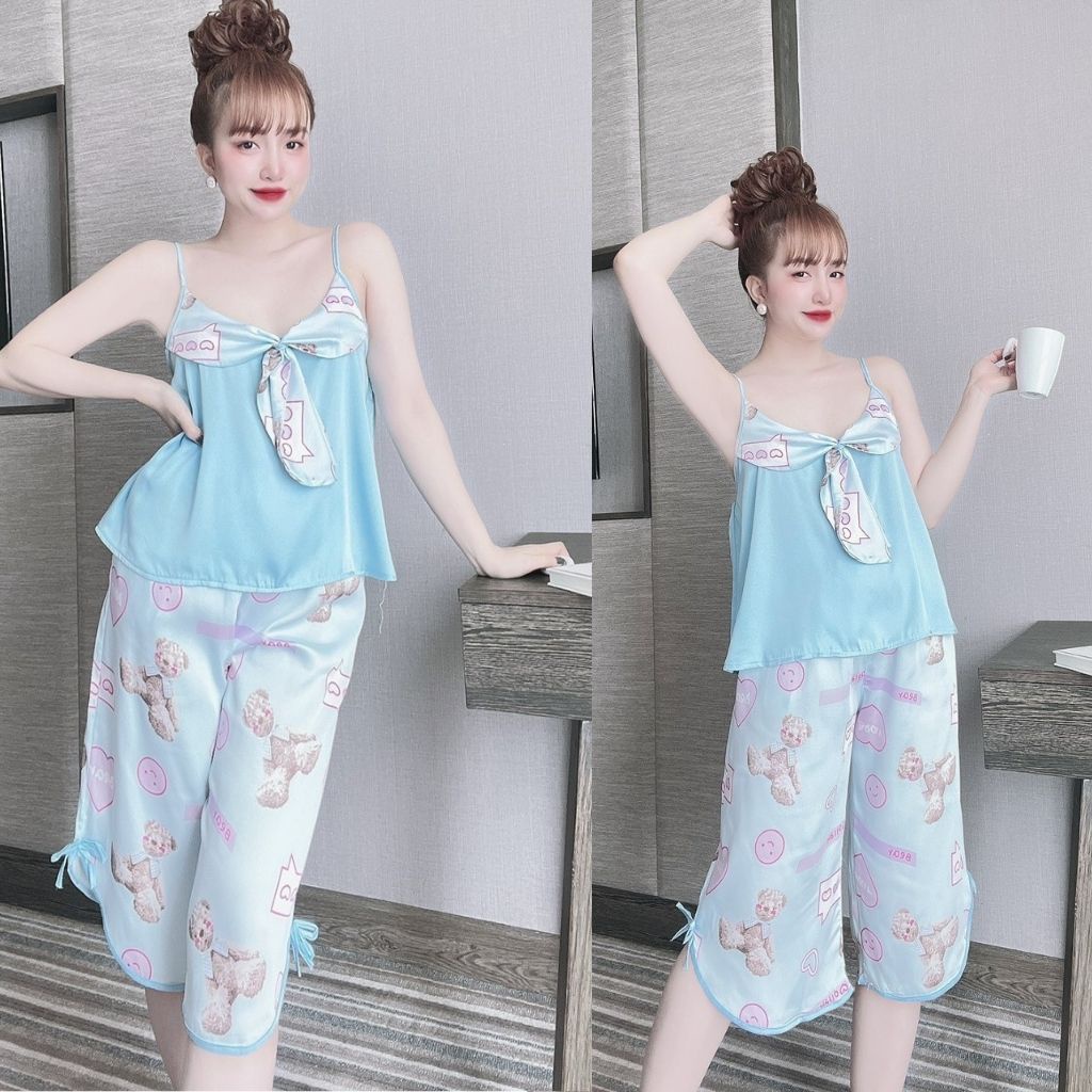 Đồ Ngủ Nữ, Đồ Ngủ Sexy lụa Latin cao cấp mềm mại xinh xắn &lt; 63KG