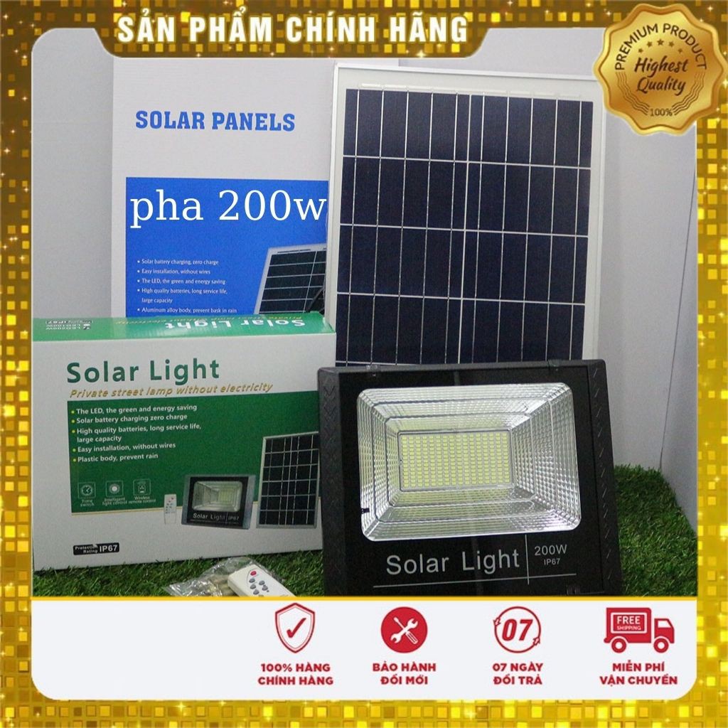 Đèn pha led 200w năng lượng mặt trời chống nước IP67 Vỏ Nhôm Đúc có Giấy Bảo Hành