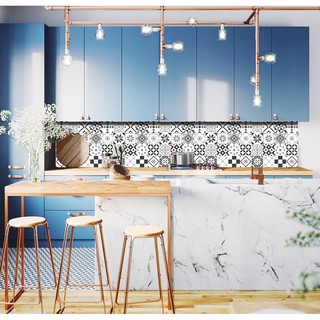 decal gạch bông 60x120cm (32 ô gạch 15x15cm hoặc 18 ô 20cm) - Mẫu xám + trắng