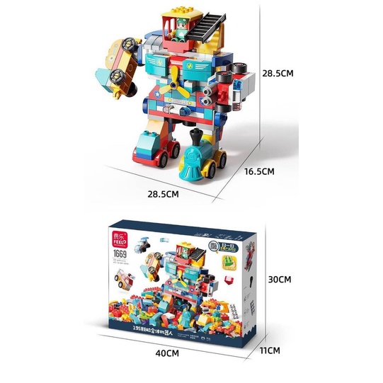 Lego Duplo 195 chi tiết lắp ghép người máy biến hình, ô tô, máy bay. Giúp bé rèn luyện tư duy và trí thông minh