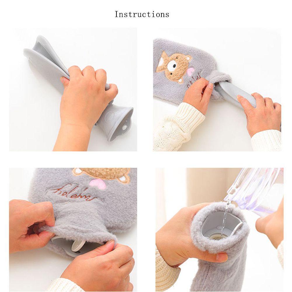 Bình Nước Nóng Giữ Ấm Tay Mùa Đông Dày Dặn Họa Tiết Hoạt Hình 1000ml LAYOR1