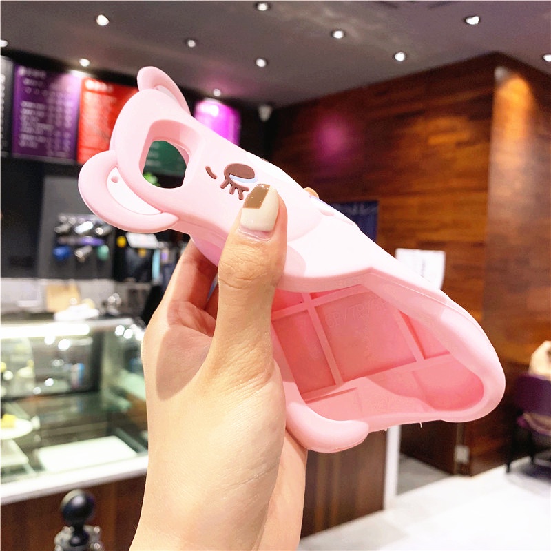 Ốp Điện Thoại Hình Gấu Đeo Nơ 3D Cho Samsung Galaxy A02 A02s A50 A30 A20 A30s A50s A9 2018 J6 J4 2018 J4Plus J6Plus