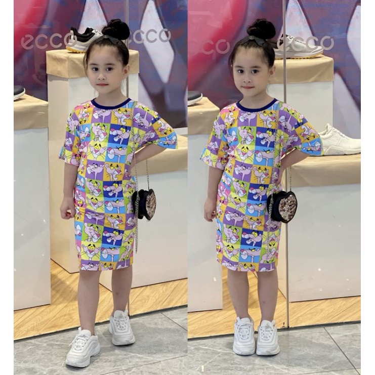 Váy bé gái 20 đến 40 kg, đầm thun lạnh in 3D siêu mềm đẹp siêu hot hit