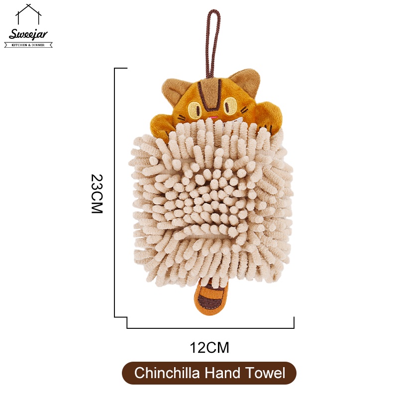 Sweejar Khăn lau tay có dây treo thấm hút nước nhanh khô thiết kế hoạt hình dành cho