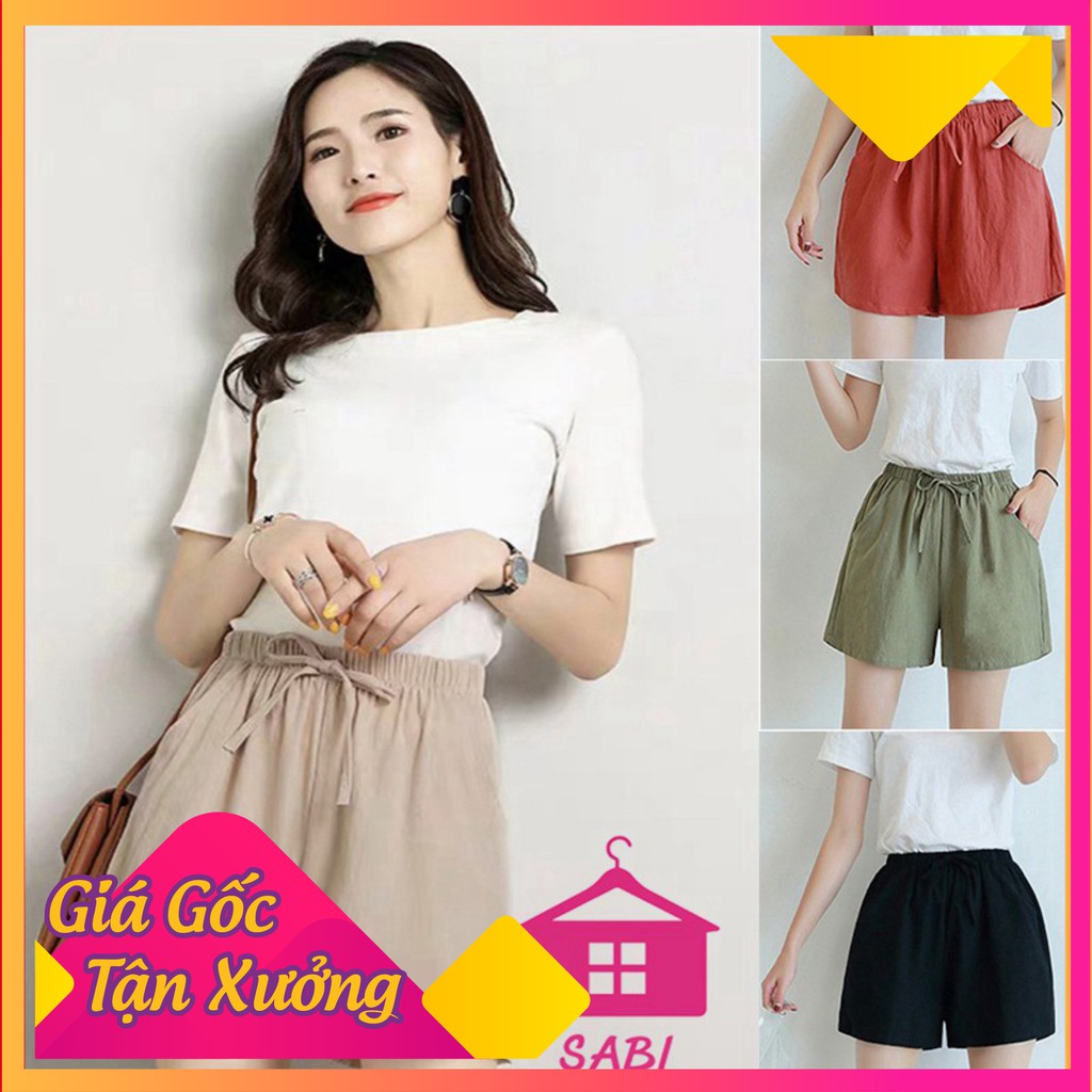 [VIDEO THẬT] Quần đùi đũi vải cạp chun ống rộng - Quần sooc nữ SABI SHOP | BigBuy360 - bigbuy360.vn