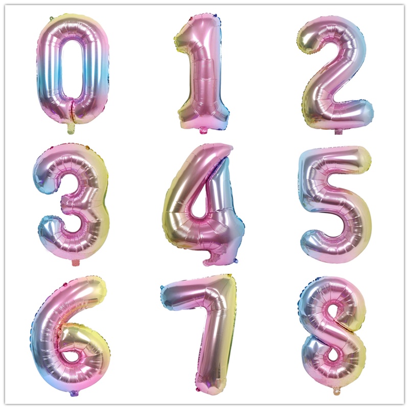 1 Bong Bóng Khí Helium Kĩ Thuật Số Màu Vàng Hồng Kích Thước 32 &quot;Dùng Trang Trí Tiệc Sinh Nhật 0 1 2 3 4 5 6 7 8 9