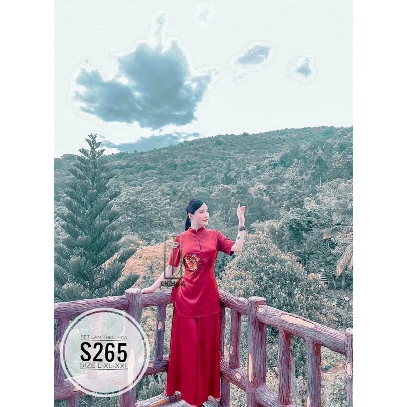 BIGSIZE Set lam thêu hoa S265