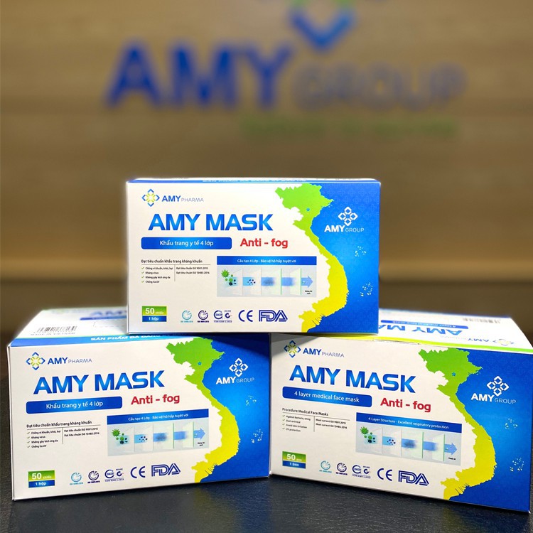 Khẩu trang Y tế 4 lớp AMY MASK (Hộp 50c) - Xuất khẩu Châu Âu
